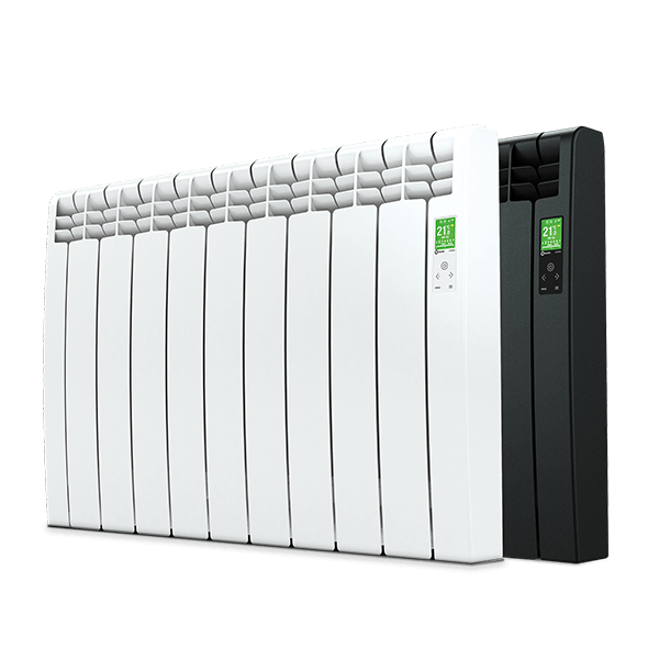 Rointe D Series 9 element wifi aluminium oil filled radiator in white and black